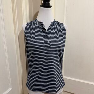 Olivia Moon Navy and Cream Striped Top
